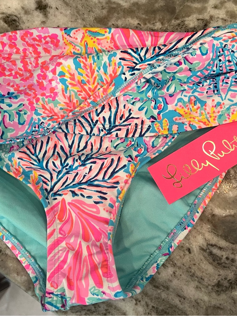 Lilly Pulitzer Multicolor Floral Bikini Bottom - Pink & Aqua & Yellow